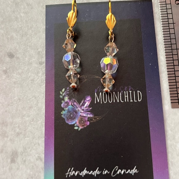 Swarovski Gold Earrings, Handcrafted Genuine Swarovski Crystal Bridal Earrings - Picture 7 of 14